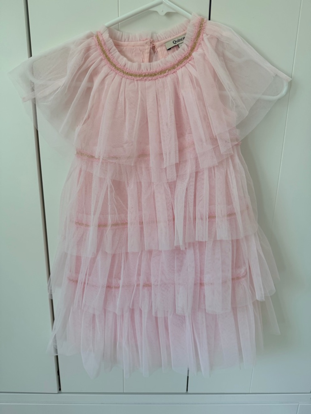 Quince Recycled Tulle Tiered Dress 3T Pink Party Dress NW